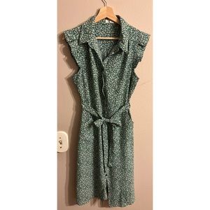 Monteau Green Floral Sleeveless Dress Size Large